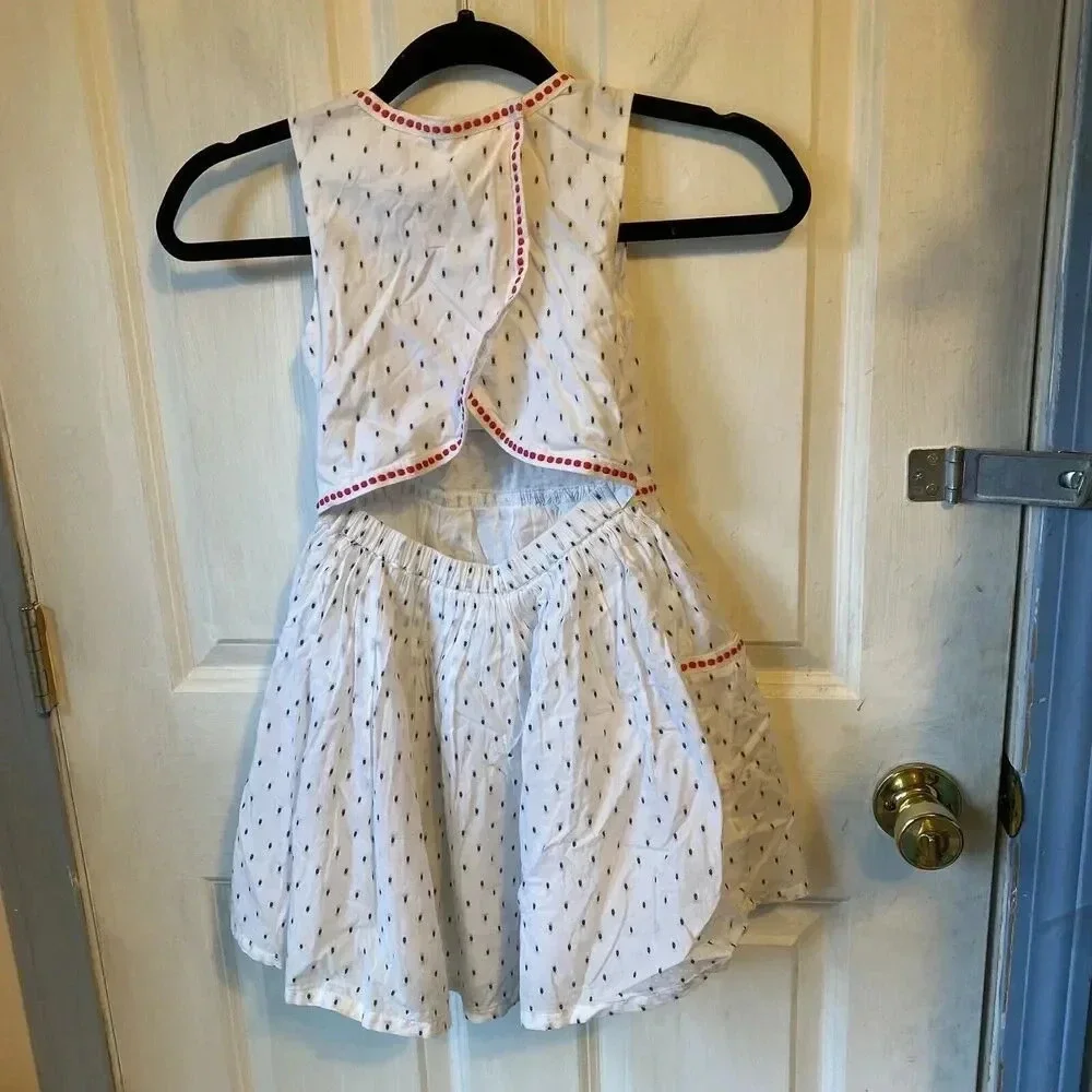 New Lilly Wicket girls dress sleeveless open back size 6 White Polka Dot Pocket